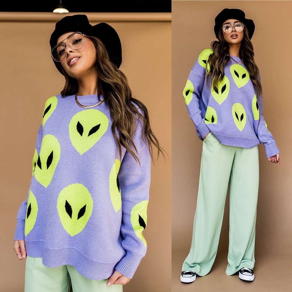 Dressed in LALA Purple Alien Sweater L/XL